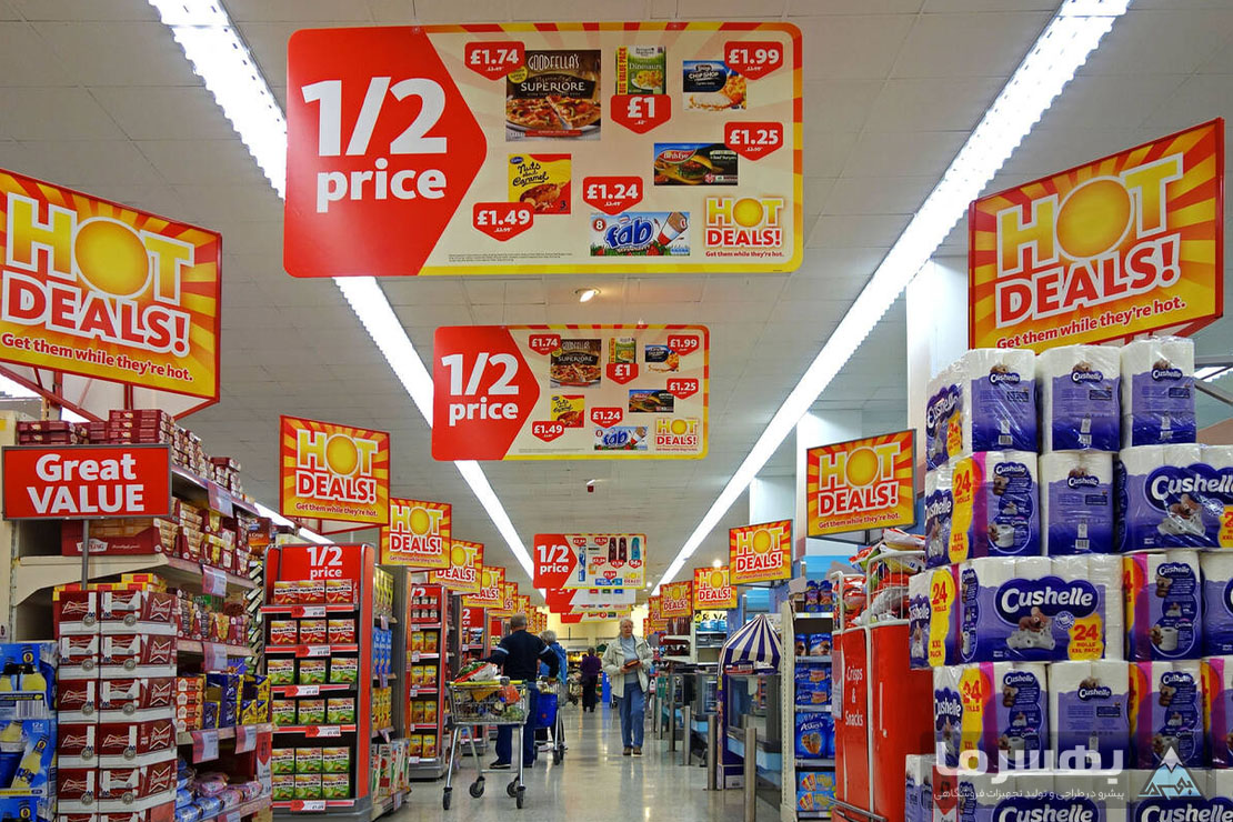 تأثیر تابلوها و علائم راهنما بر نظم دهی چیدمان در هایپرمارکت