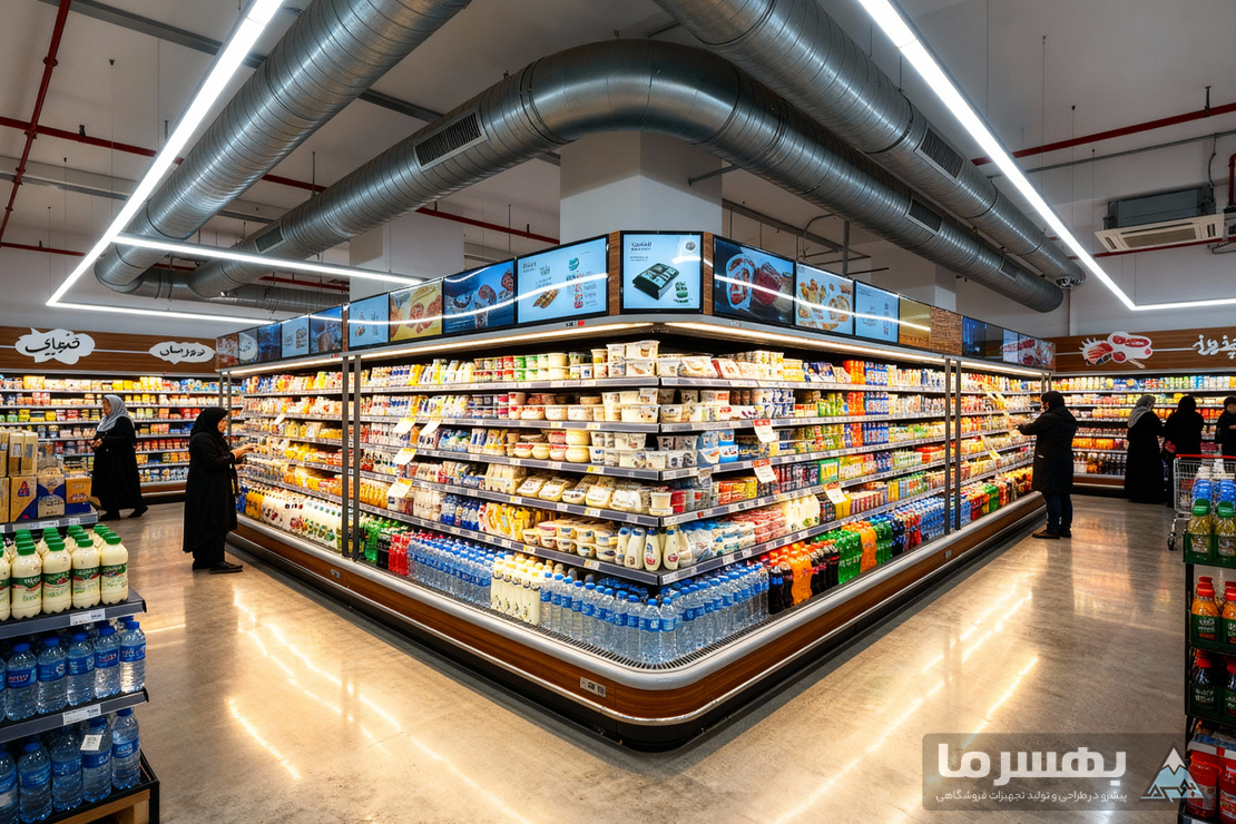 راهنمای طراحی سیستم تهویه برای فروشگاه با یخچال پرده هوا؛ چگونه تعادل دما و انرژی را حفظ کنیم؟