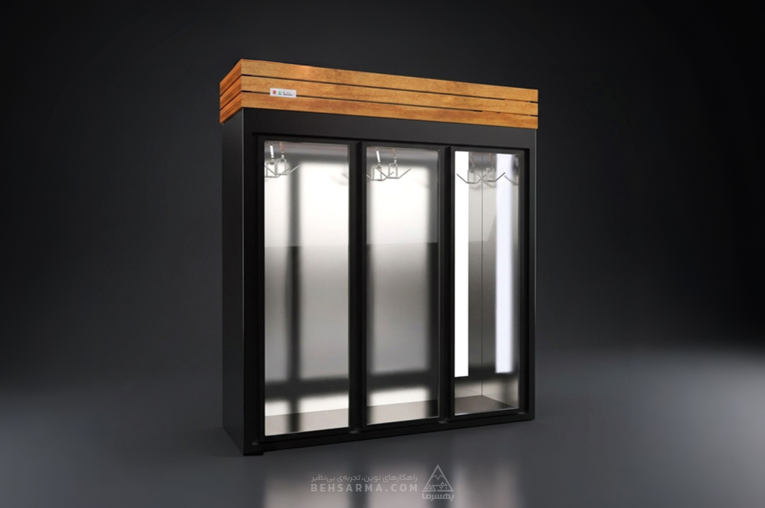 Three-door upright display freezer