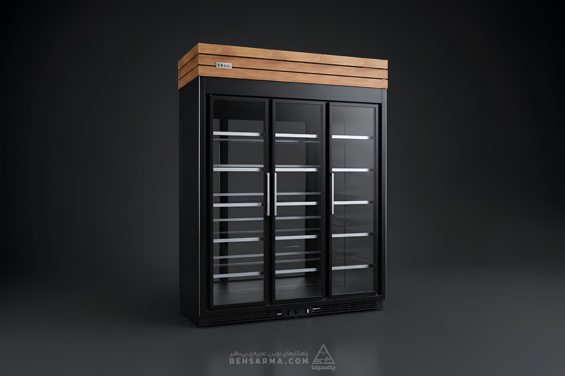 Three-door glass-door display refrigerator