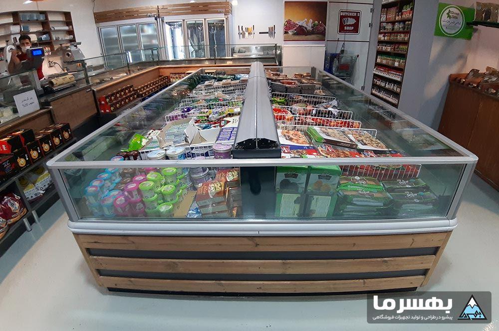 چیدمان محصولات فریزر پرده هوا خوابیده دوطرفه