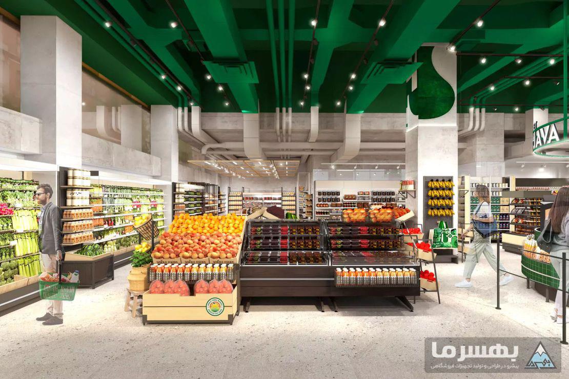 طراحی هایپرمارکت با استفاده از رنگ‌های مرتبط
