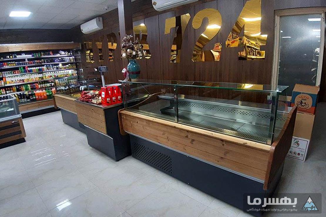 یخچال ویترینی طرح چوب